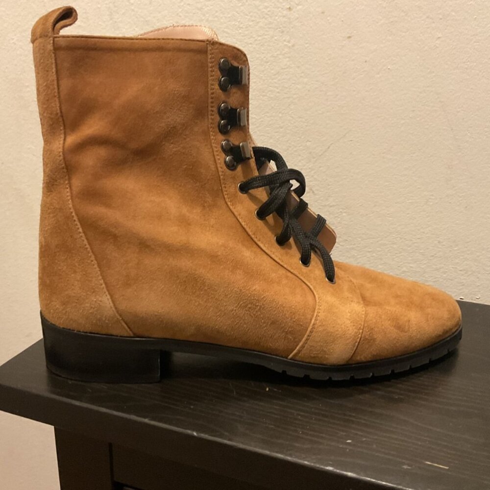 Marzio - Made in Italy Camoscio Sella Lace Up Boot- Tan- SIze 39